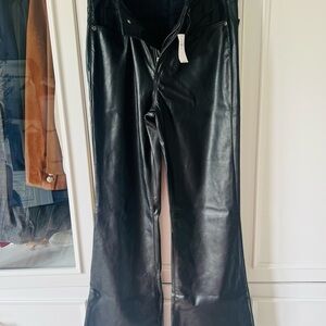 Gap Black Faux Leather Flare Pants
